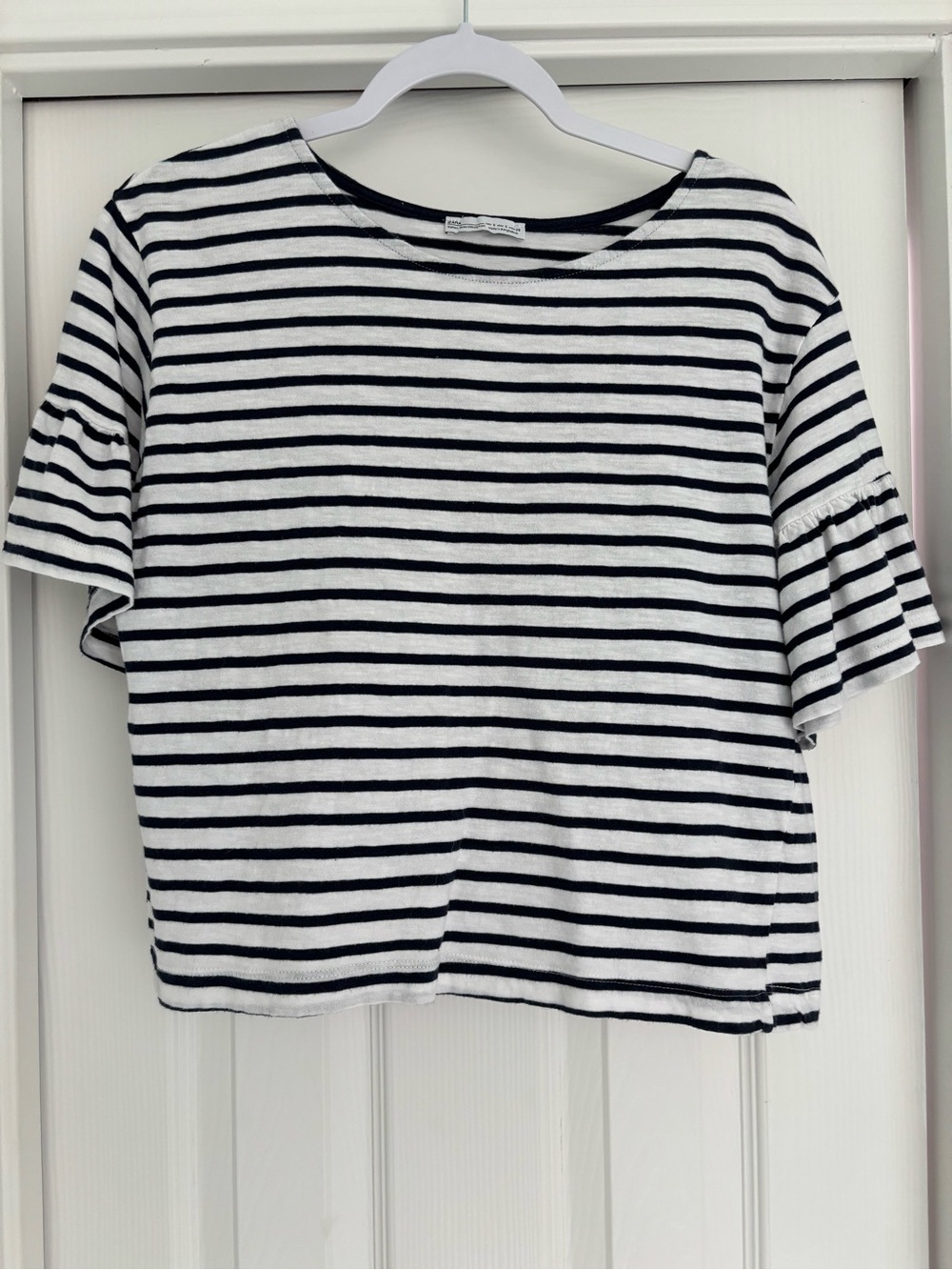 Zara Navy & White Striped Short-Sleeve Tee
